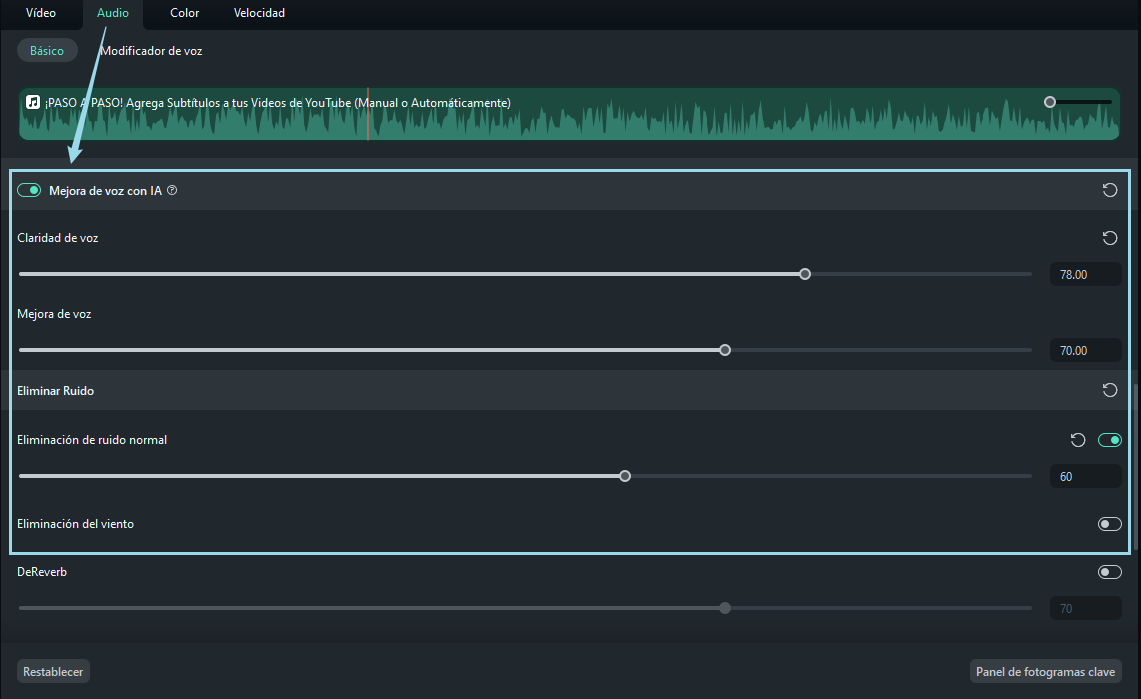 filmora sound booster: mejorar sonido con ai audio denoise
