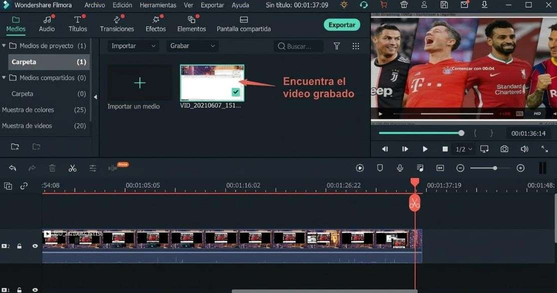 editar un vídeo de fútbol grabado