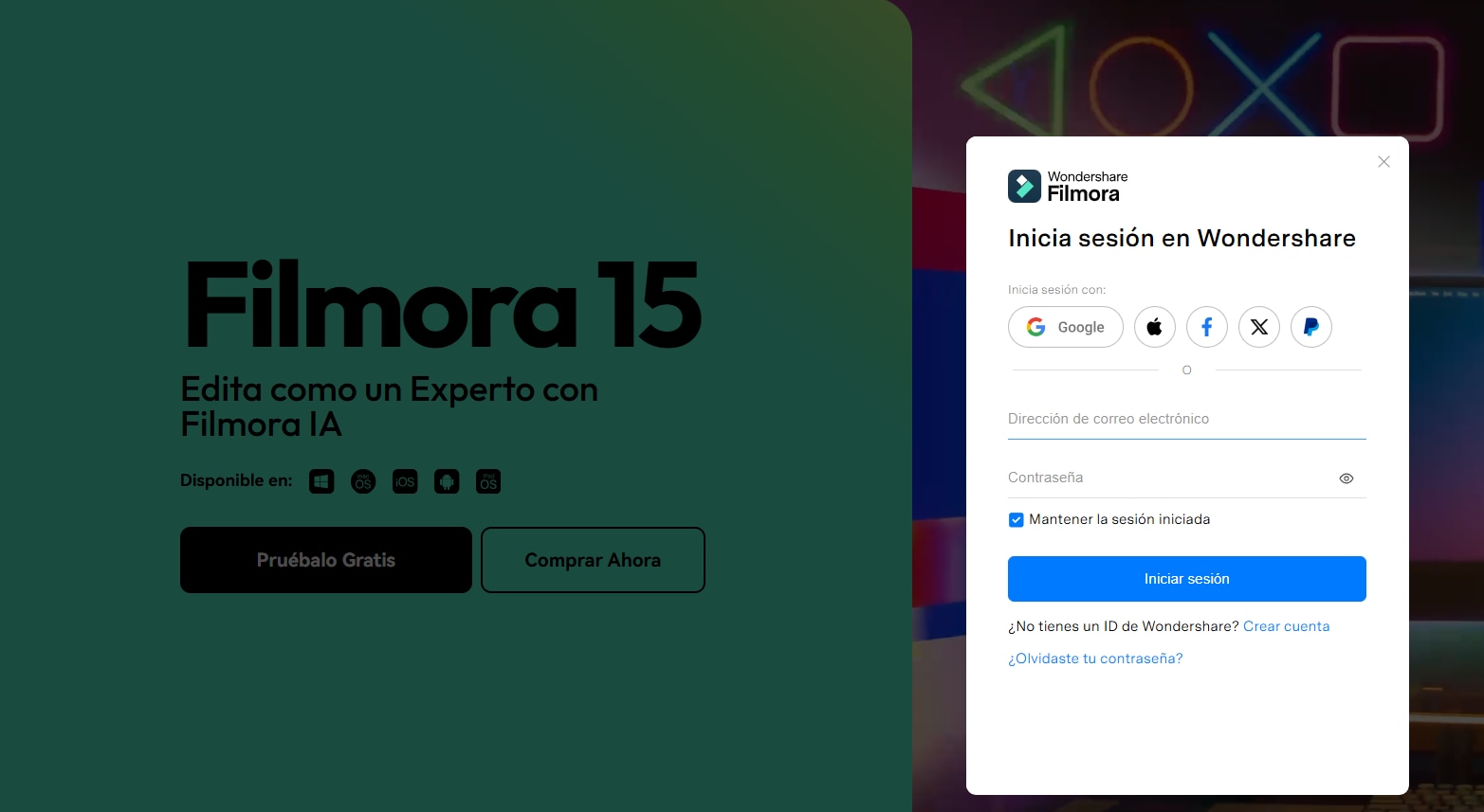 Regístrate para conseguir Wondershare Filmora sin crack