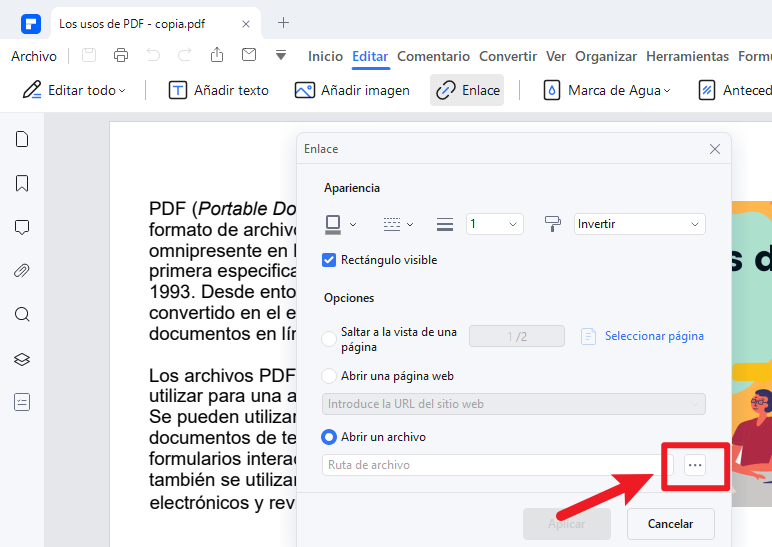 crear una URL para abrir un archivo PDF