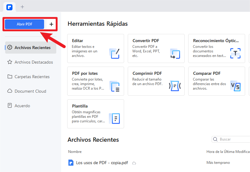 abrir pdf con pdfelement