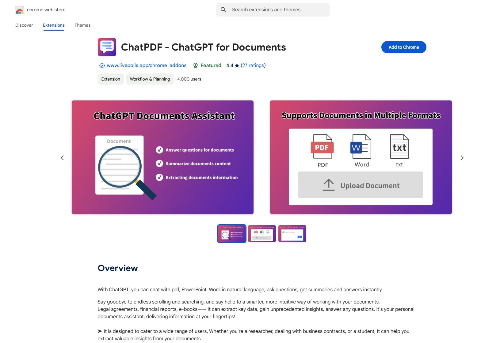 ChatPDF extensión de ia de PDF para Chrome