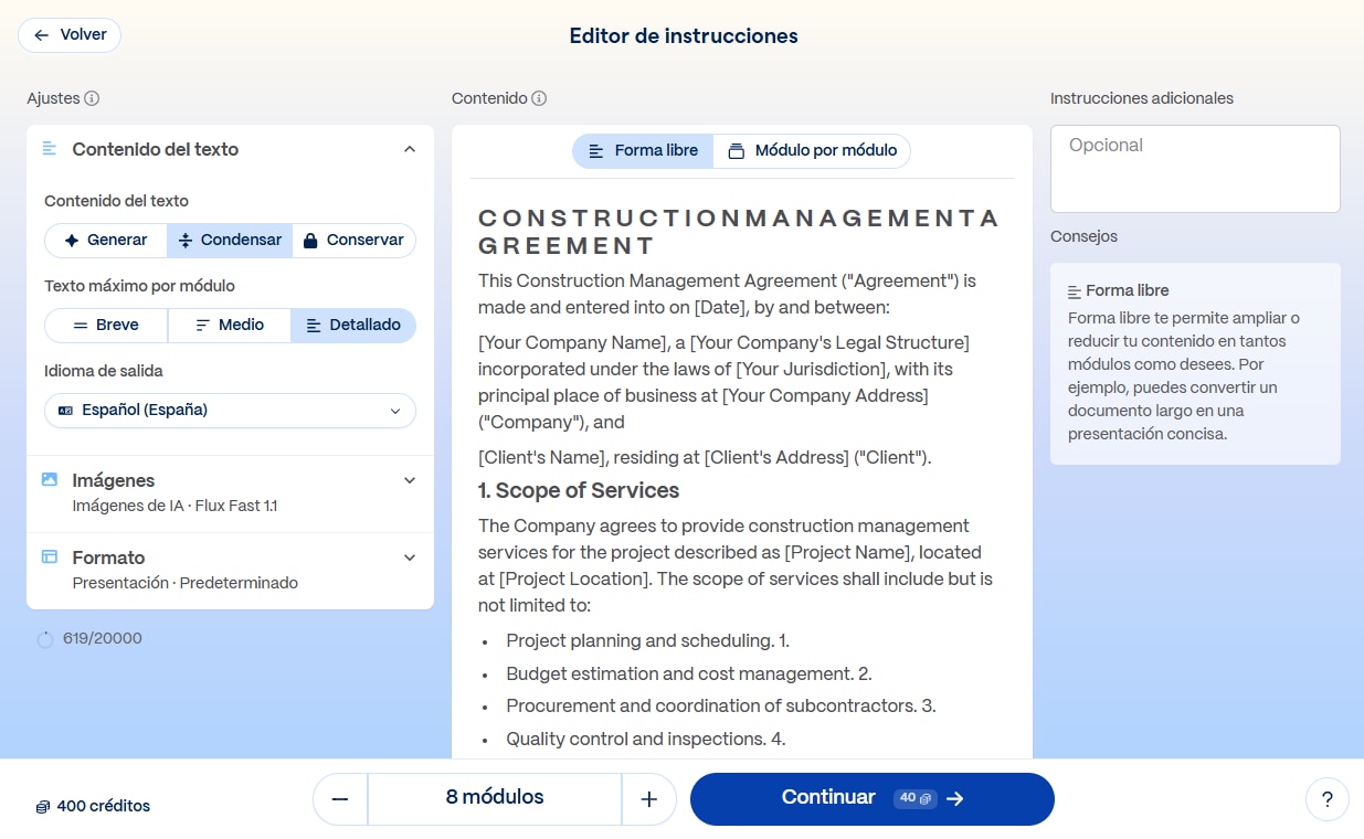 continuar seleccionando diseños de presentación