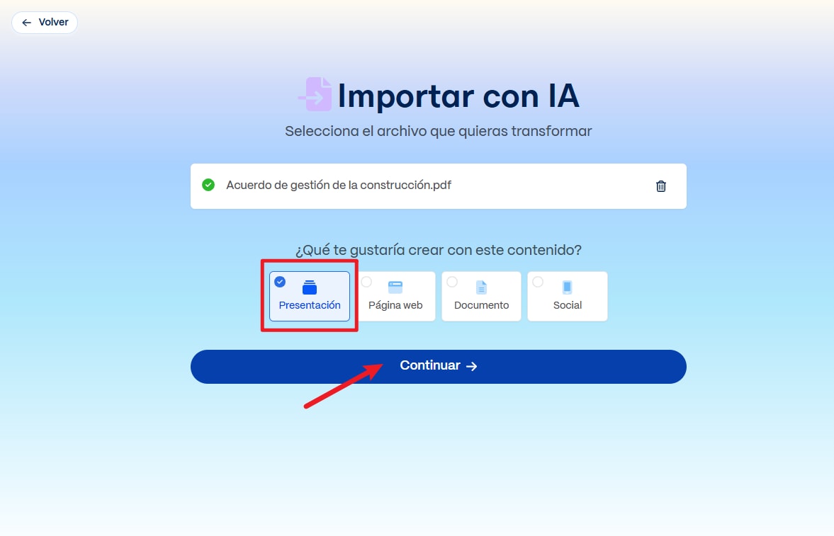 generar esquema de presentación