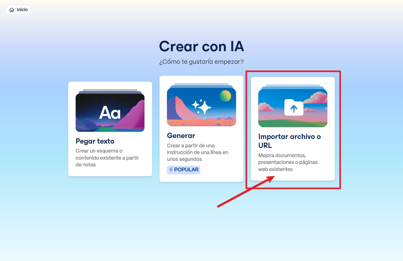 crear nueva presentación en gamma