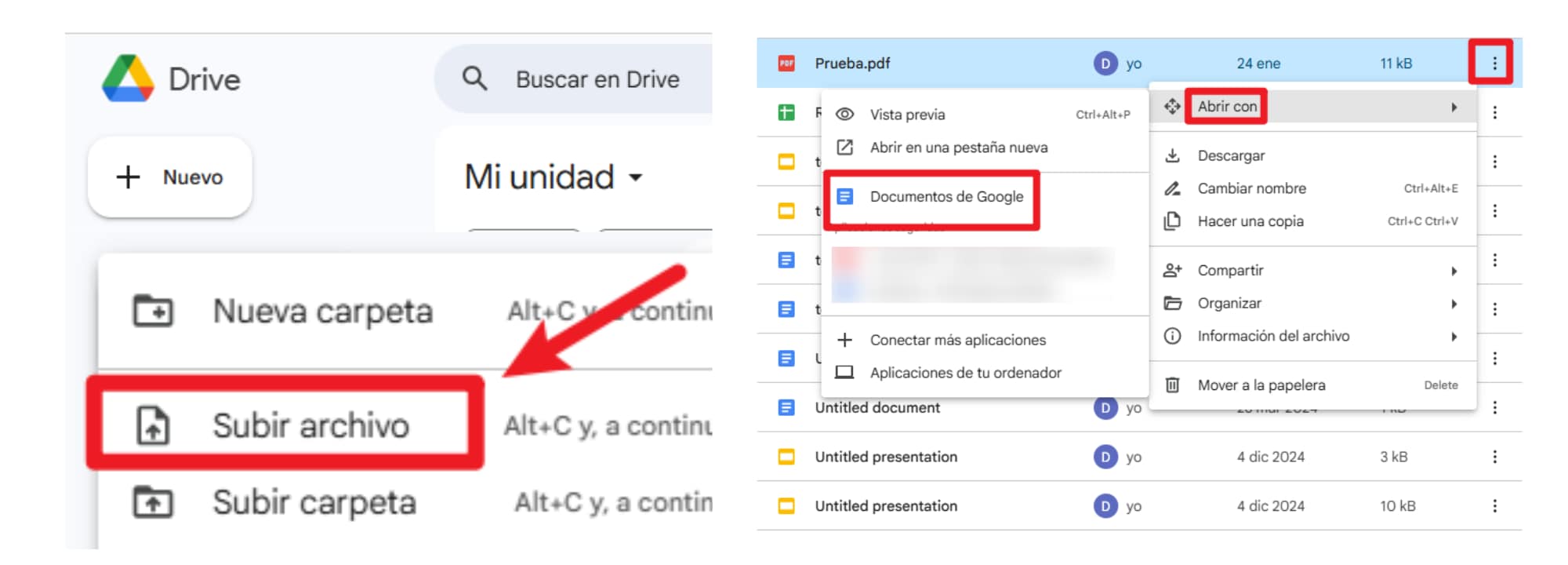 Convertir un PDF a Google Docs en Google Drive