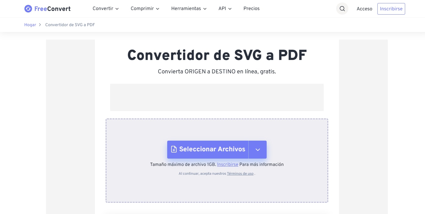 FreeConvert: convertir SVG a PDF