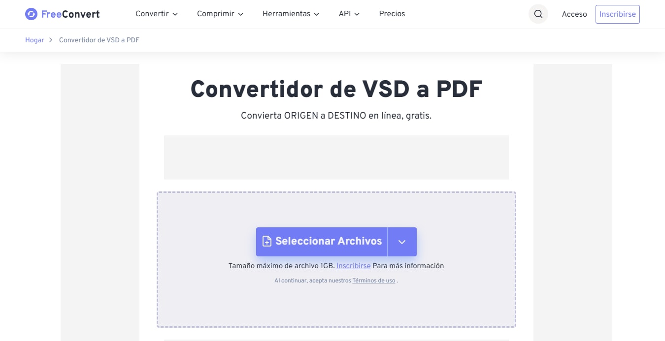 VSD a PDF con FreeConvert