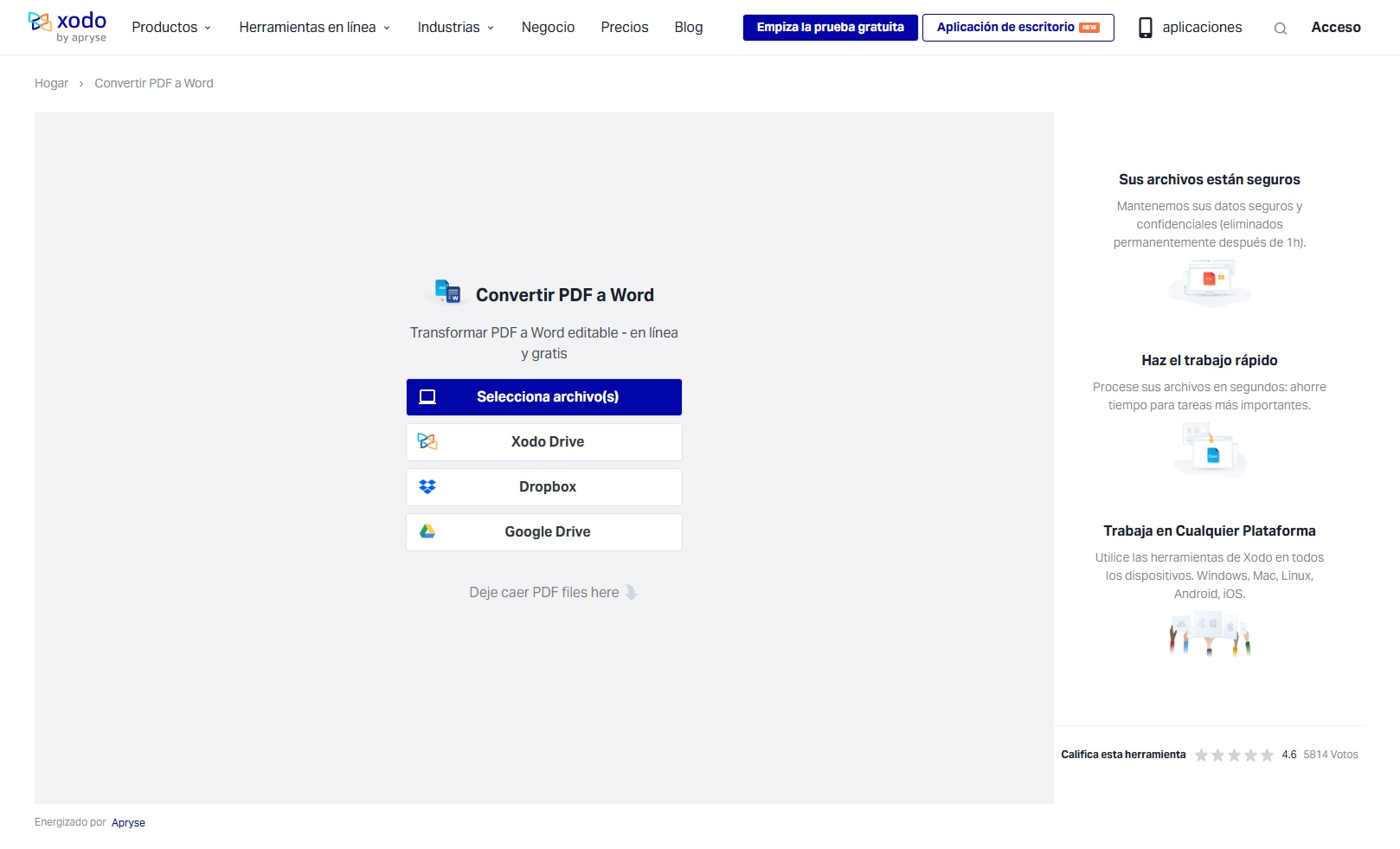 Convertidor de imagen PDF a Word online - Xodo