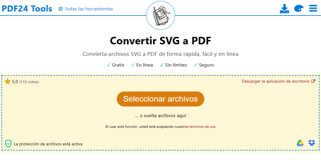 PDF24 Online: convertir SVG a PDF