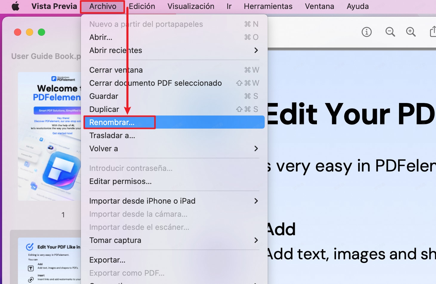 Renombrar archivo PDF en Vista Previa