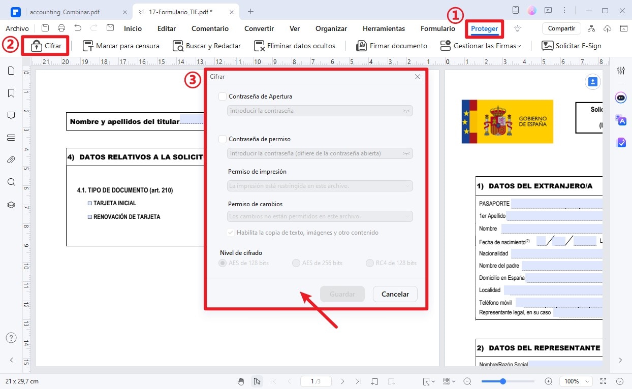 cifrar formulario ex17