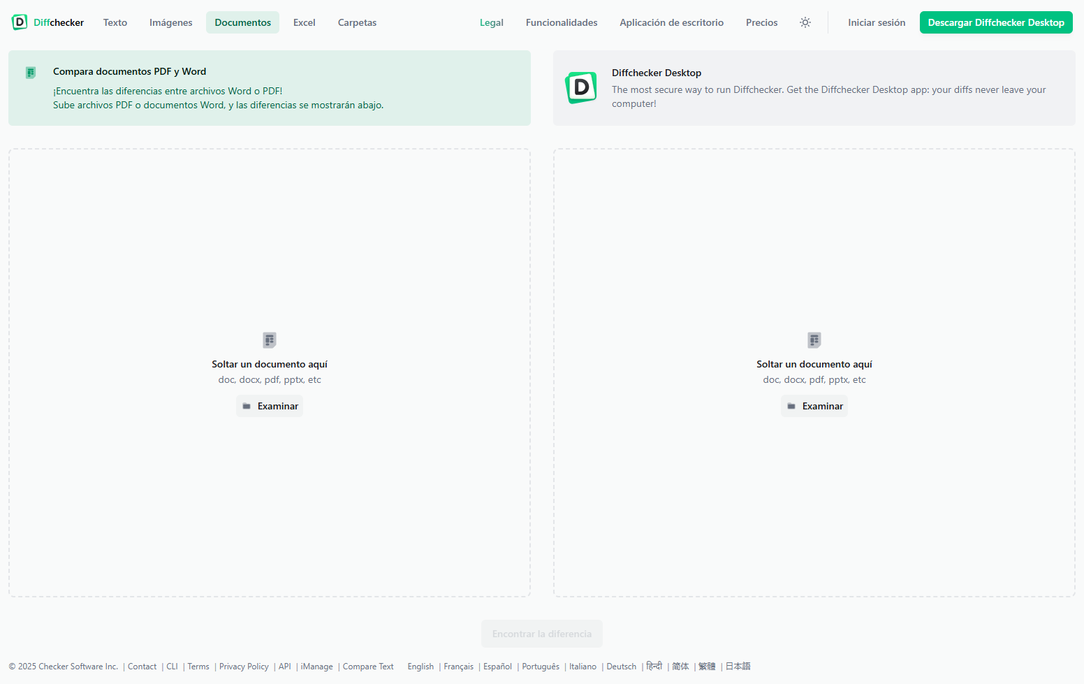 Diffchecker para comparar documentos pdf