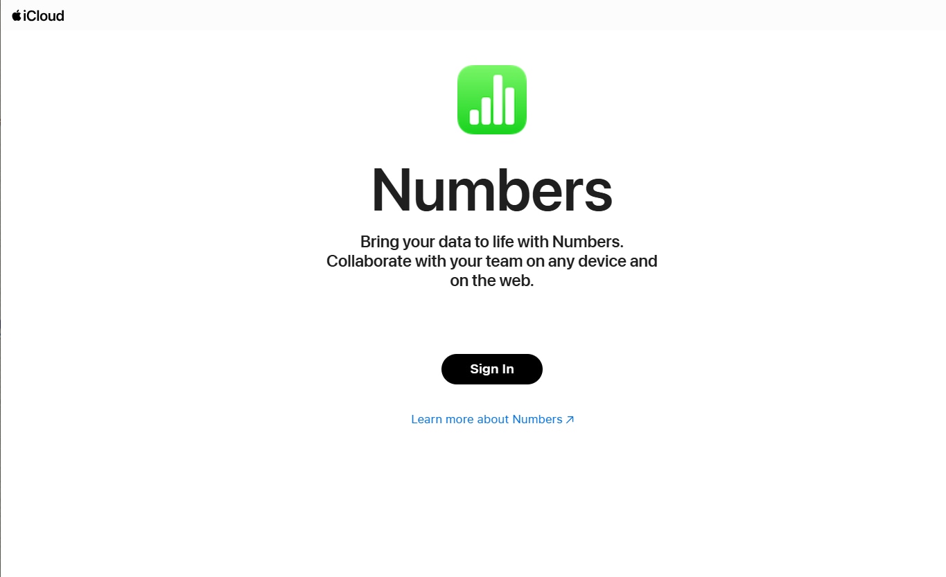 Convertir un archivo .numbers a PDF en Windows con iCloud.com: iniciar sesión en iCloud