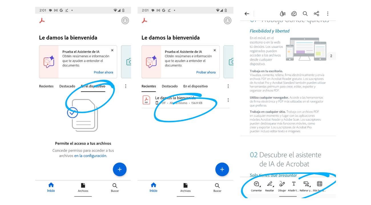 editar PDF en Android con Adobe