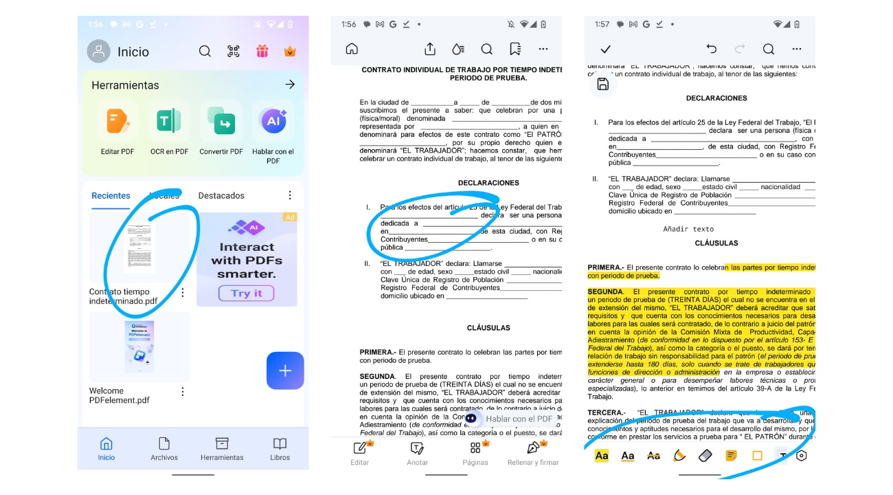 editar PDF en Android con PDFelement