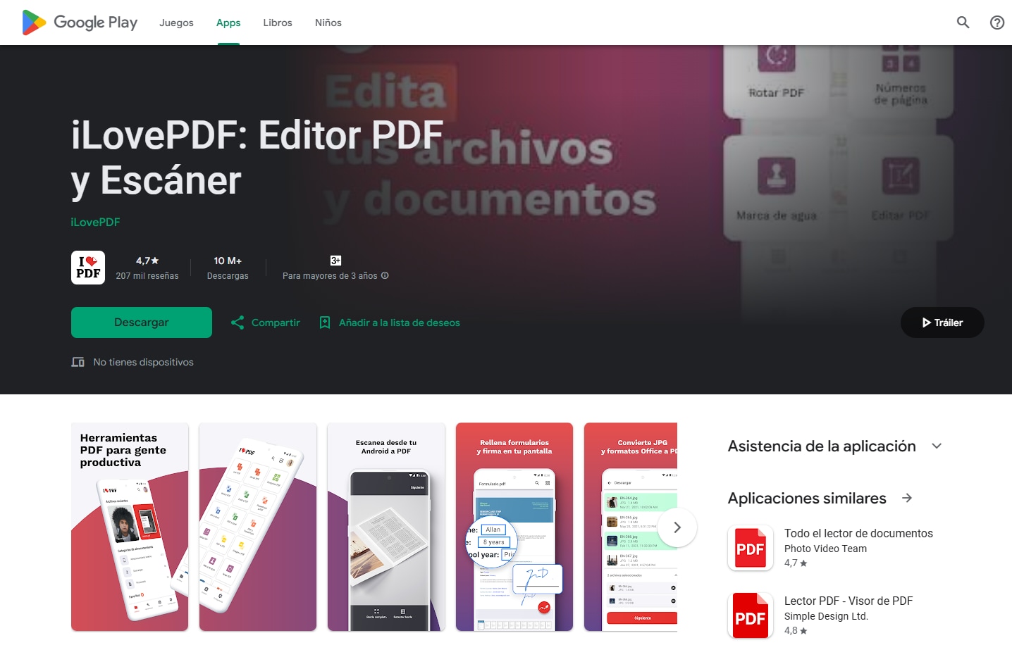 editar PDFs en Android con iLovePDF