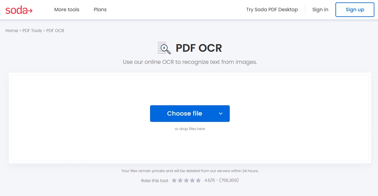 OCR PDF online en Free OCR