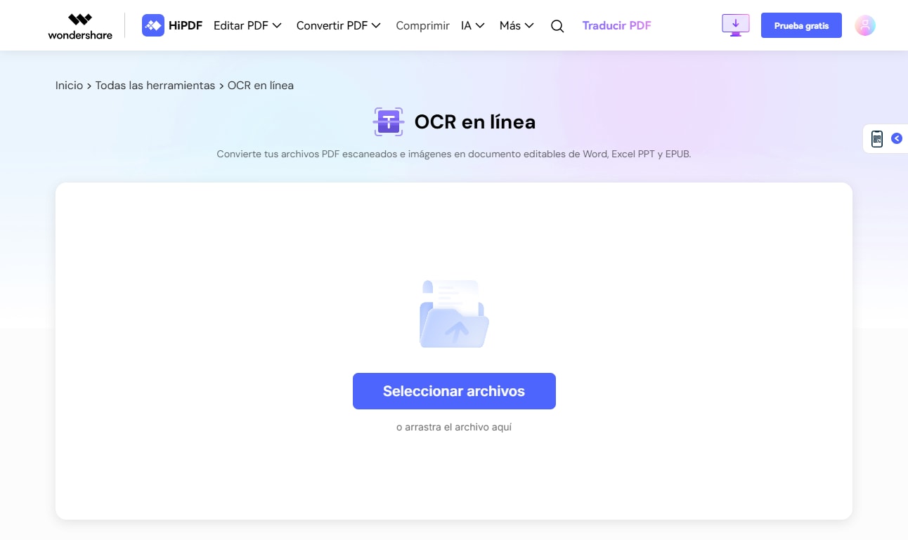 OCR PDF online en HiPDF