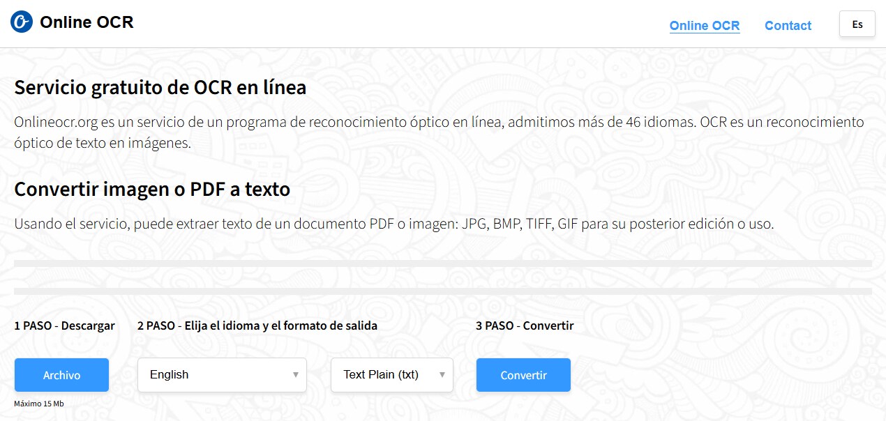 OCR PDF online en OnlineOCR