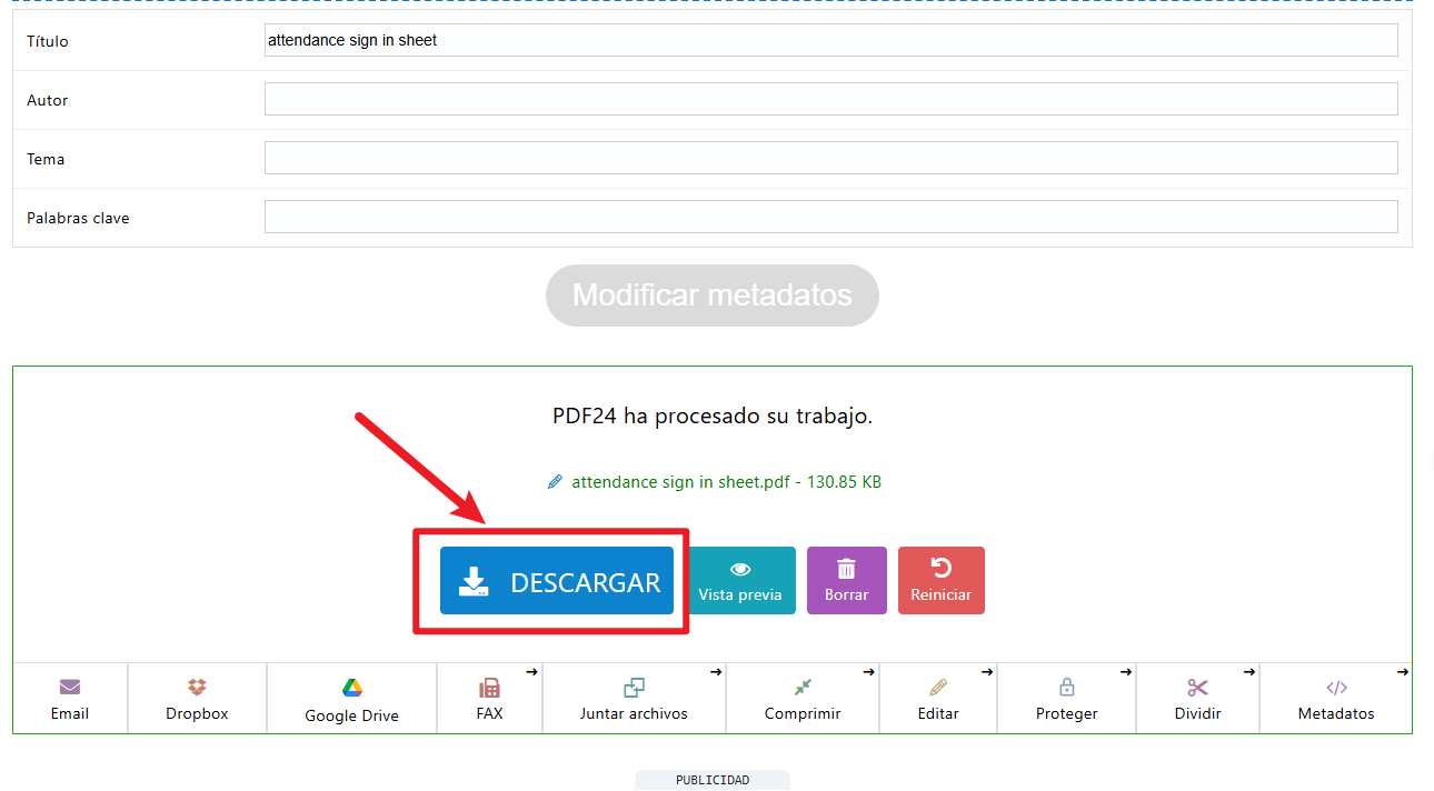 cambiar metadatos de PDF online