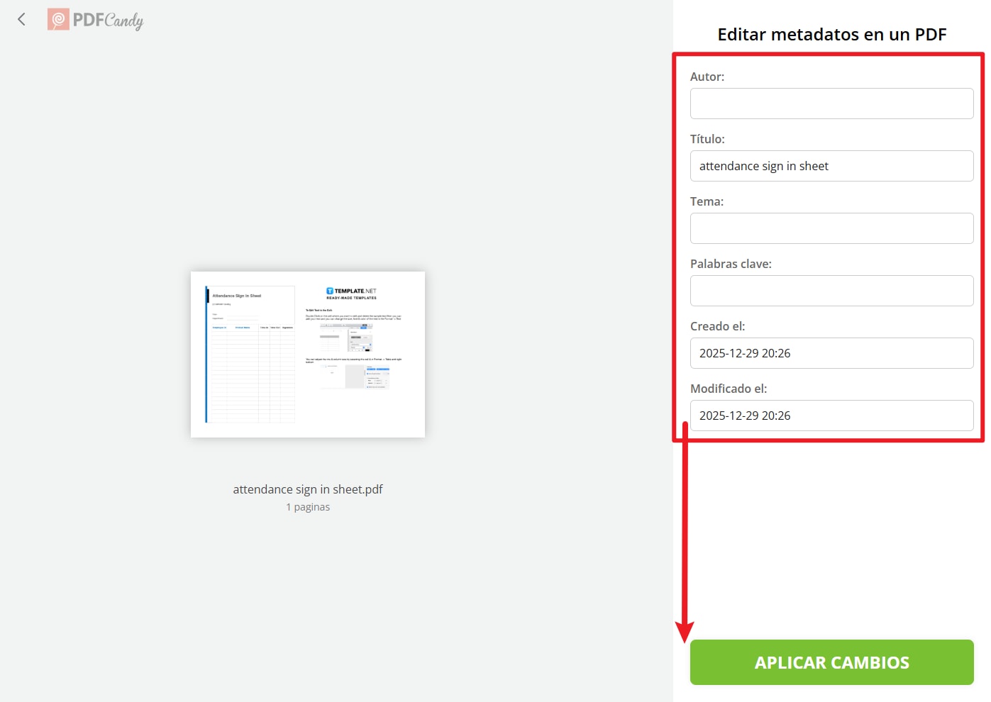 editar metadatos de PDF online
