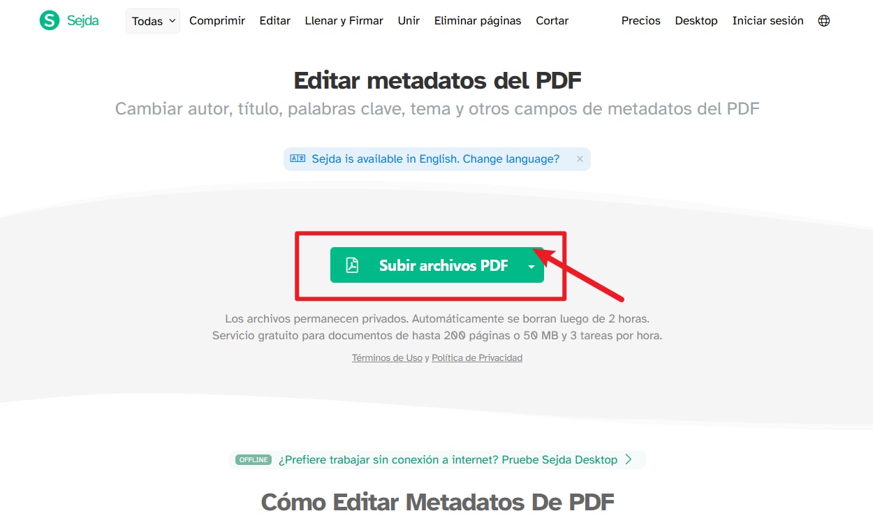 editar metadatos de PDF online
