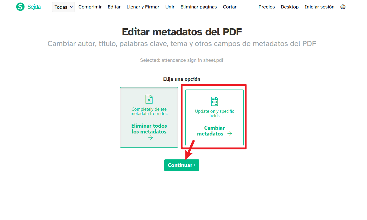 editar metadatos de PDF online