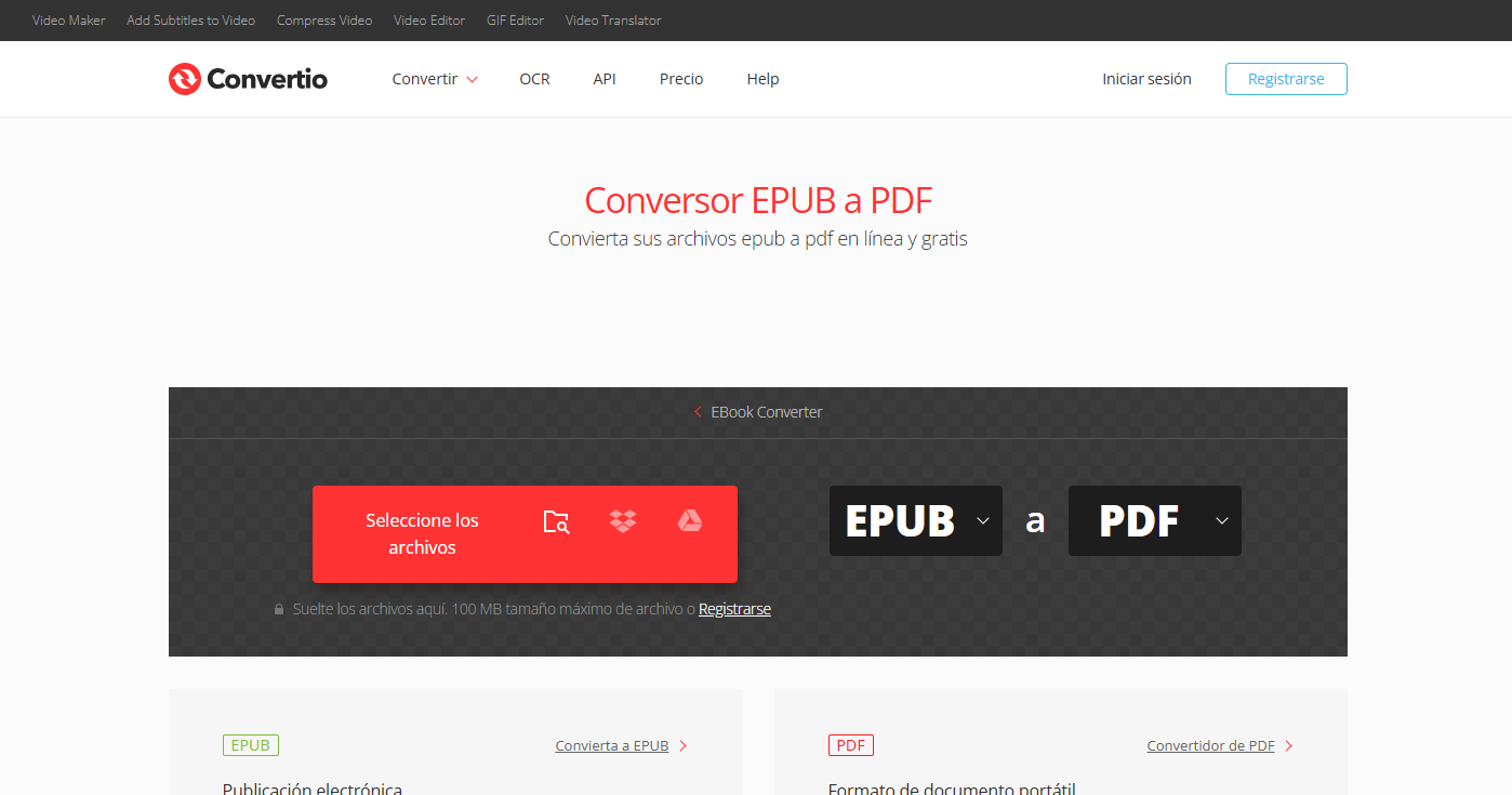 Convertir EPUB a PDF online gratis