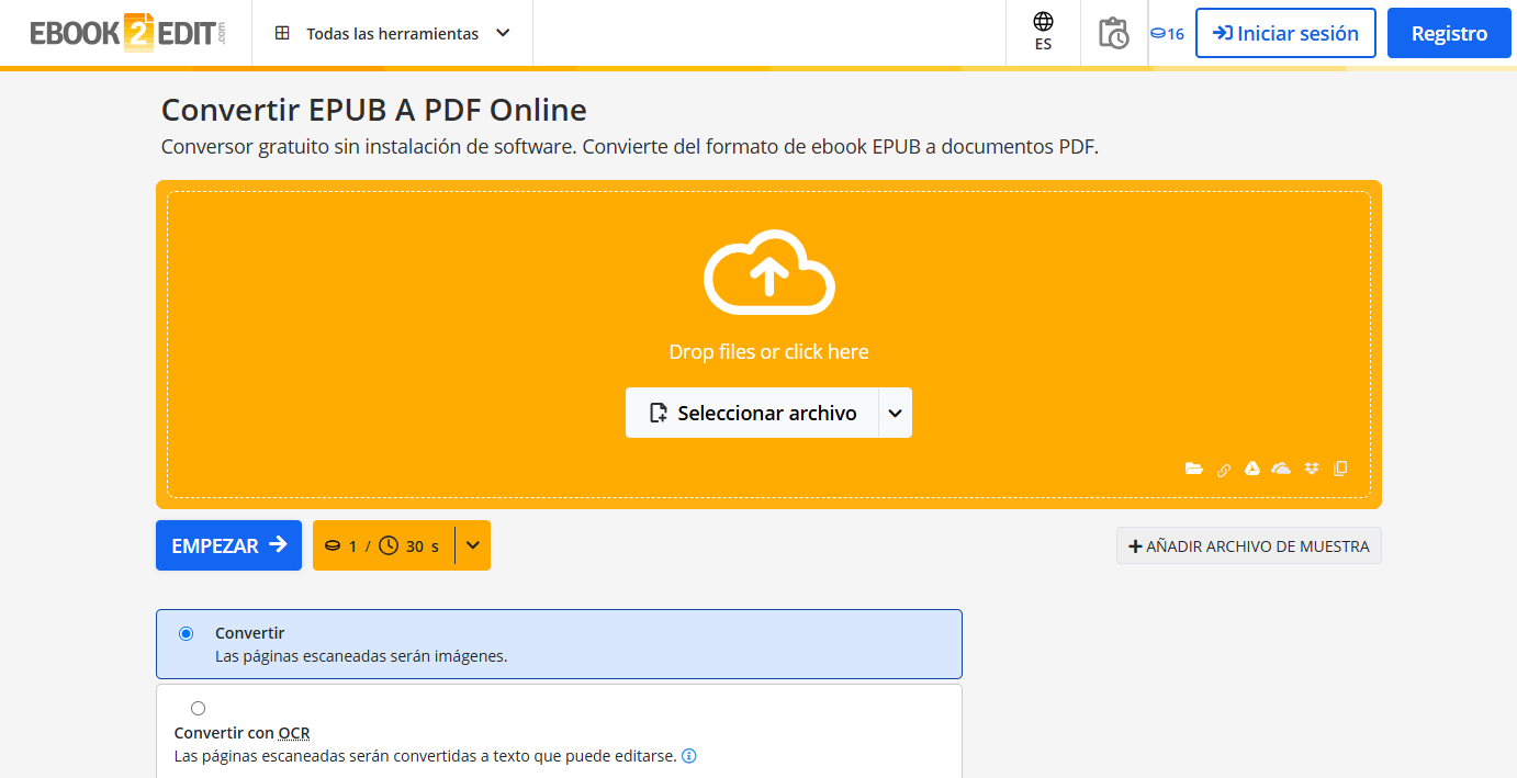 Convertir EPUB a PDF online gratis