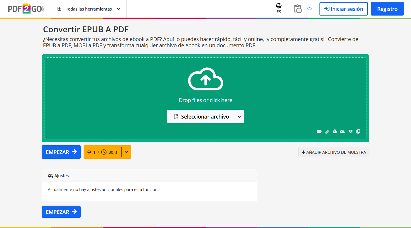 Convertir EPUB a PDF online gratis