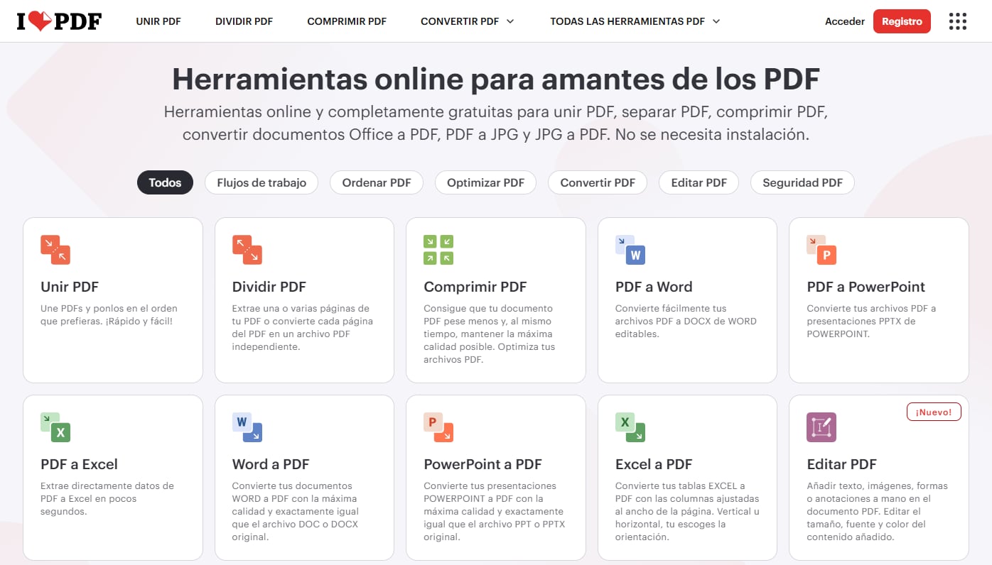 iLovePDF – Suite de herramientas y visor de PDF online