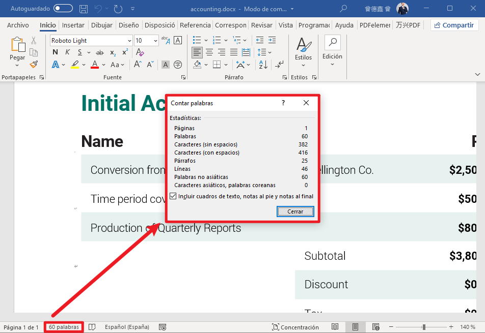Convertir PDF a Microsoft Word para contar palabras