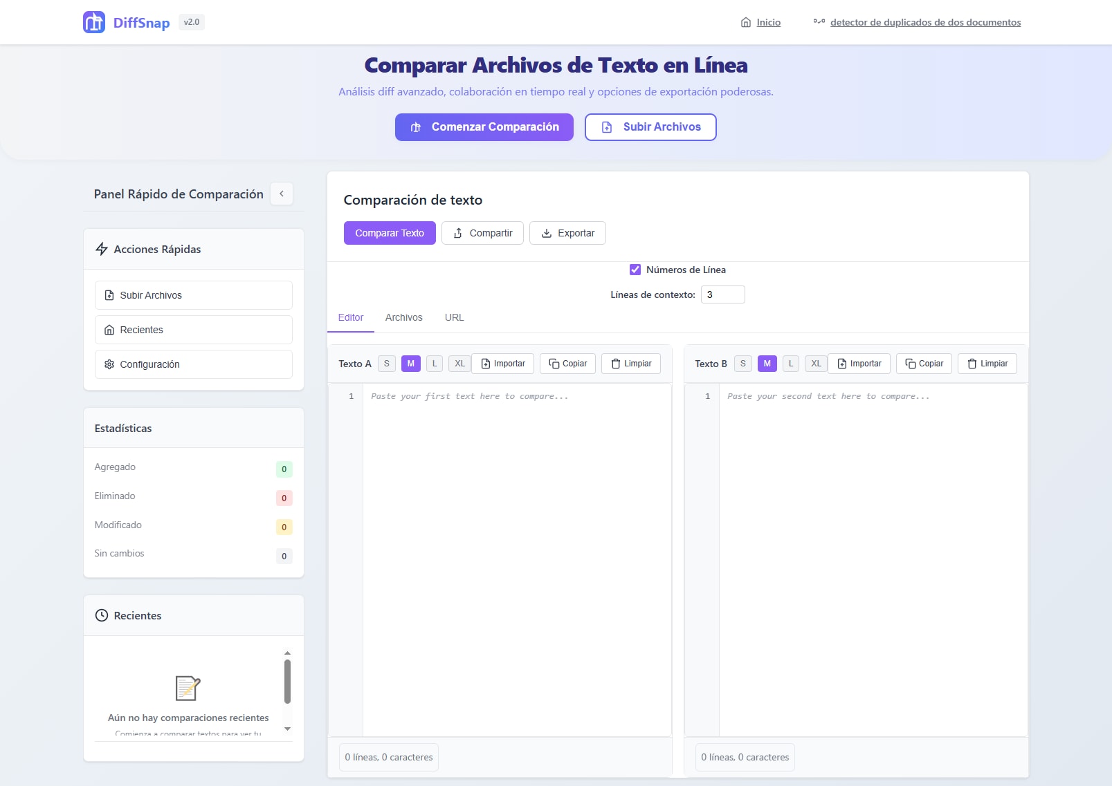 Comparador de textos de DiffSnap