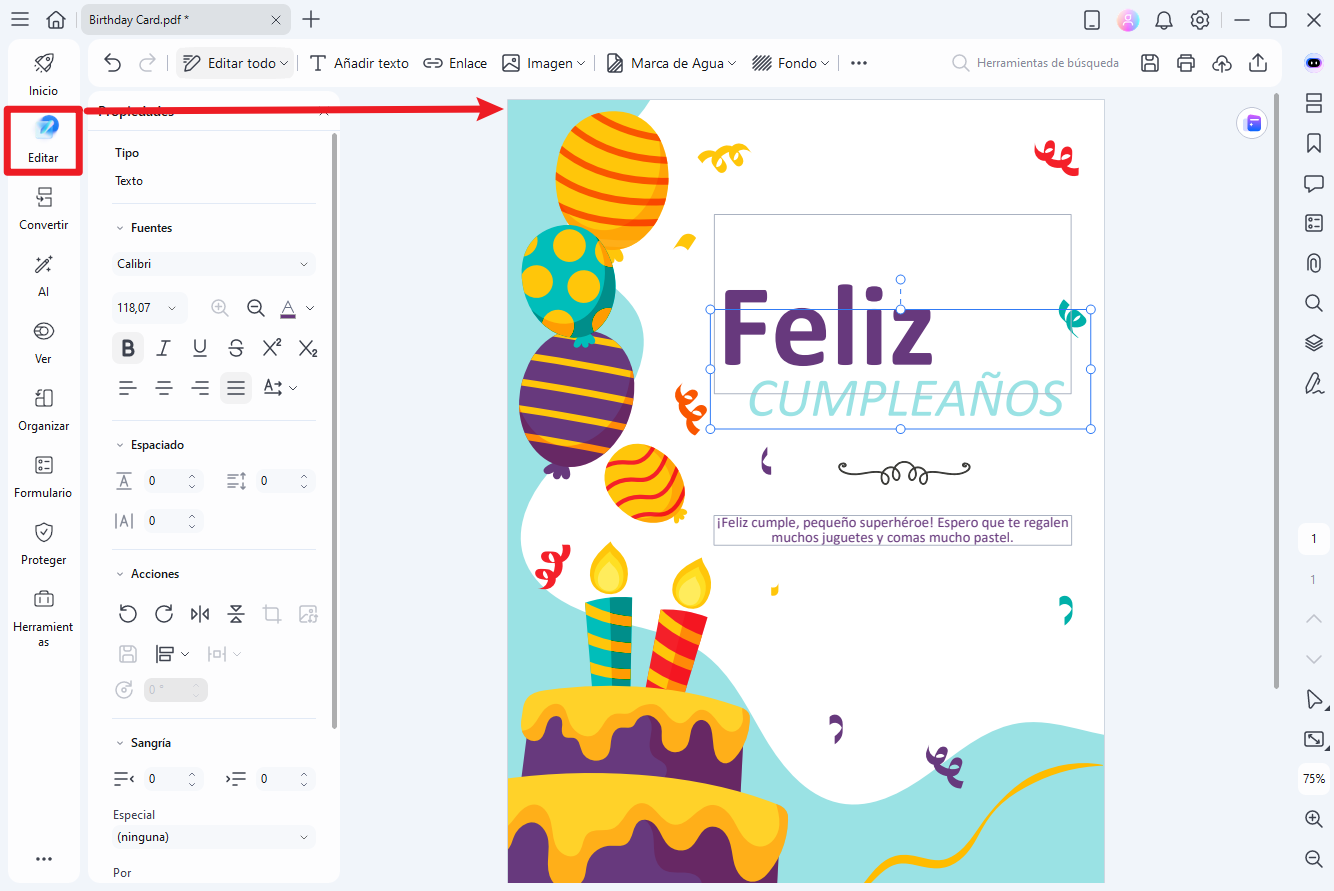 Crear tarjetas de feliz cumpleaños