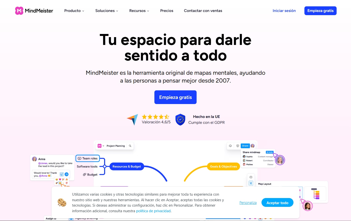 MindMeister — colaborar adjuntando documentos