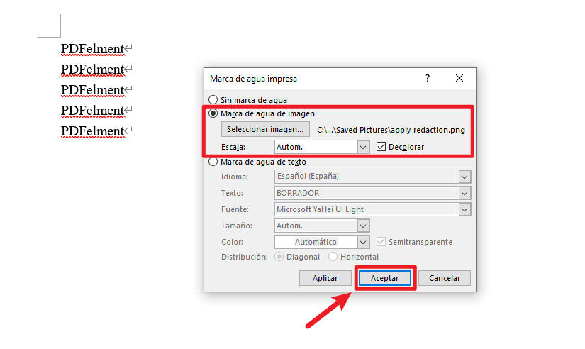 Insertar una marca de agua de imagen (logo) en Word