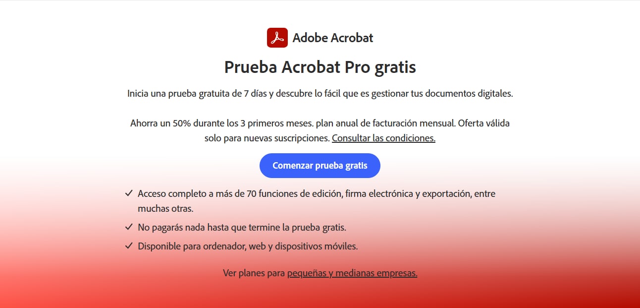 Prueba gratuita de Adobe Acrobat
