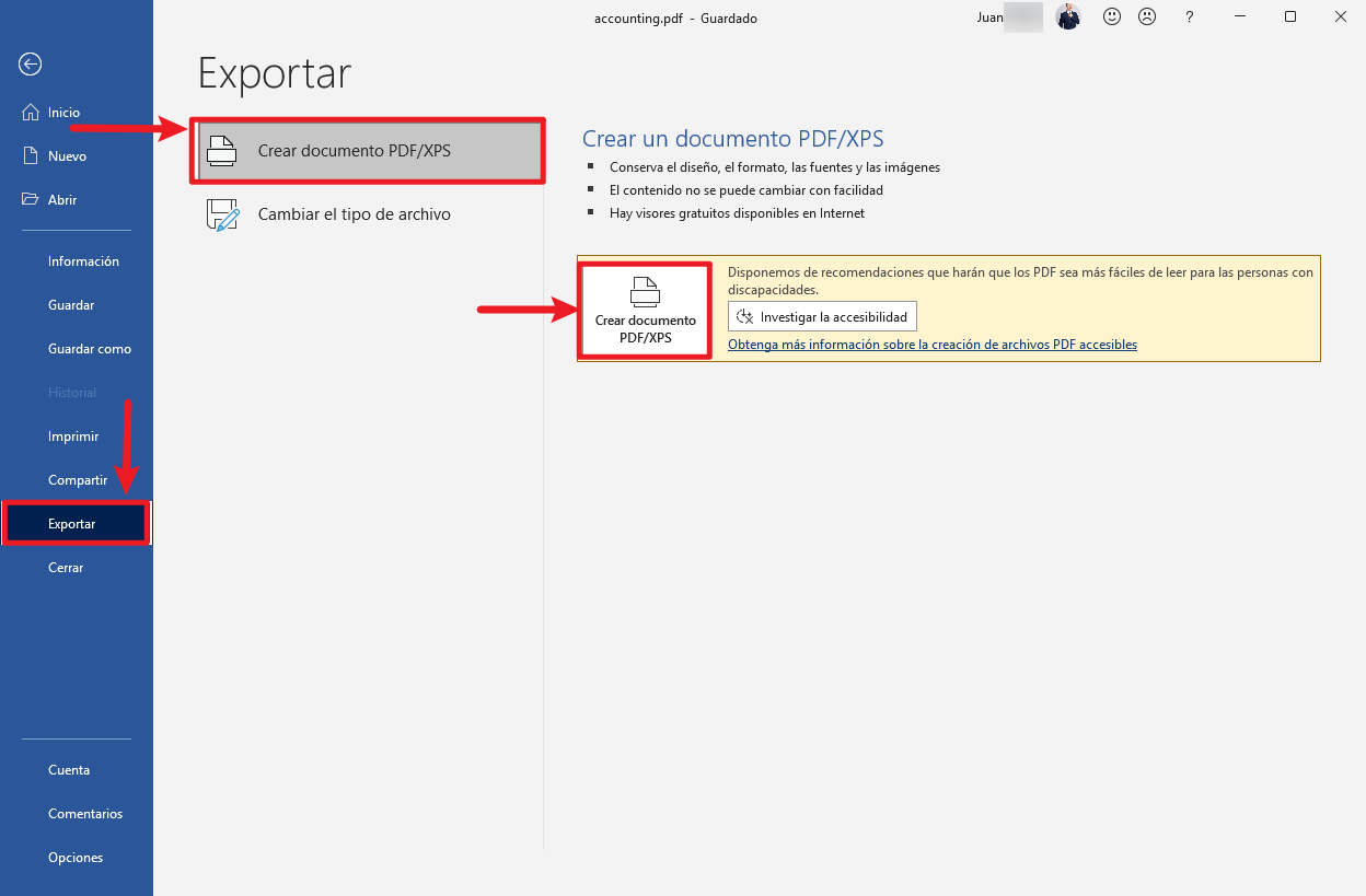 Usar Word para exportar como PDF con contraseña gratis