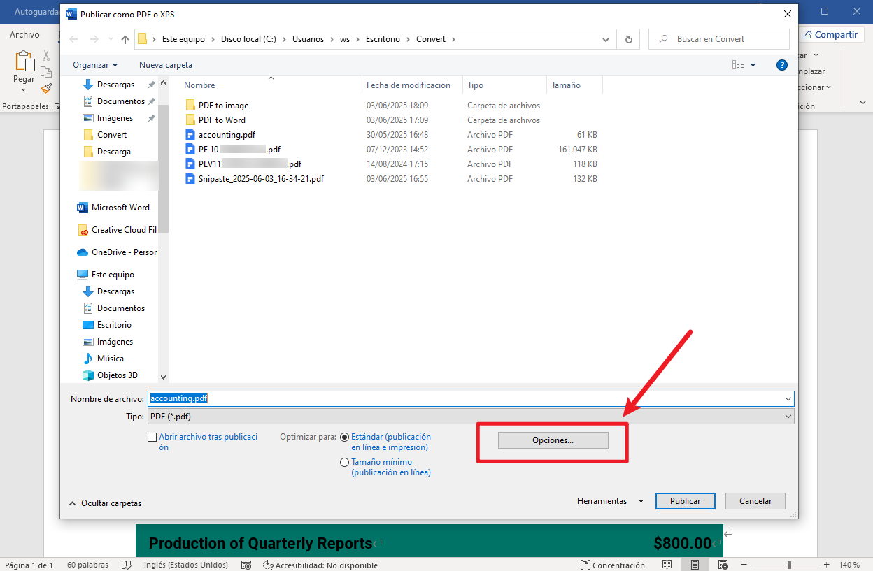 Usar Word para exportar como PDF con contraseña gratis