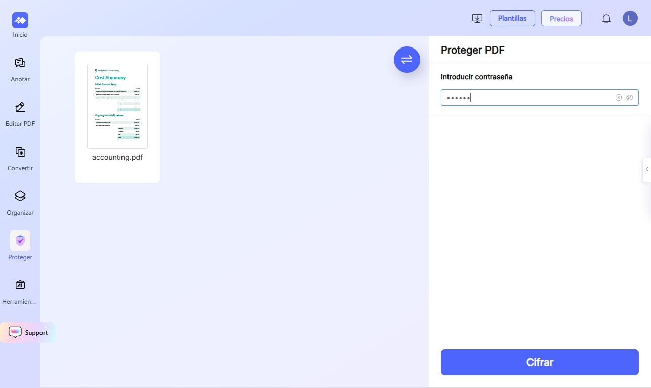 proteger con contraseña PDF en línea gratis