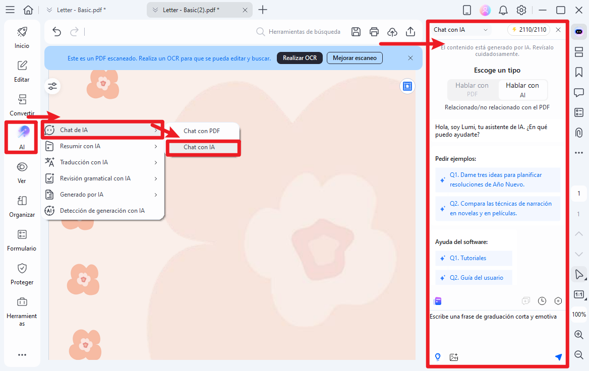 Tarjeta con frases de graduación
