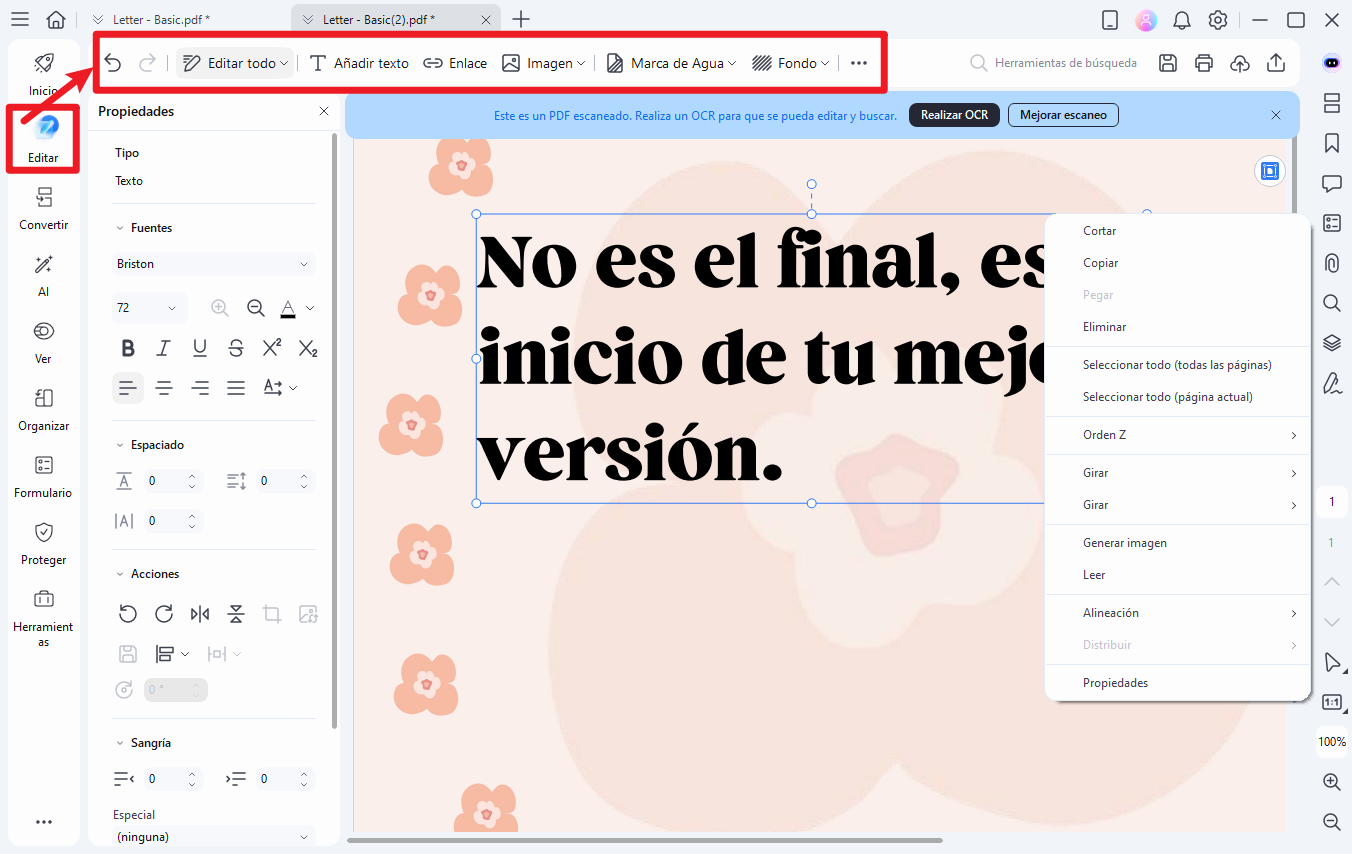 Tarjeta con frases de graduación