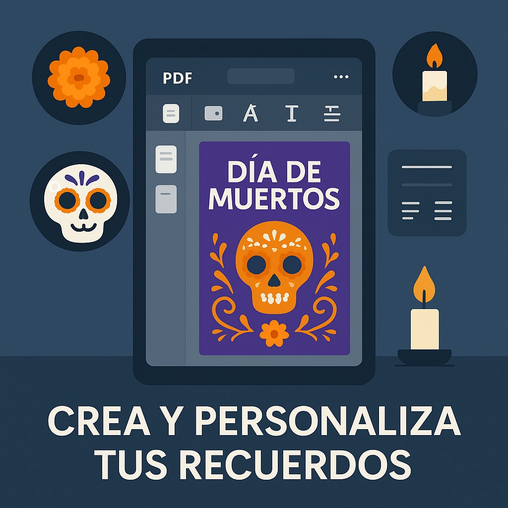 Diseño de tarjeta de Día de Muertos en un editor PDF