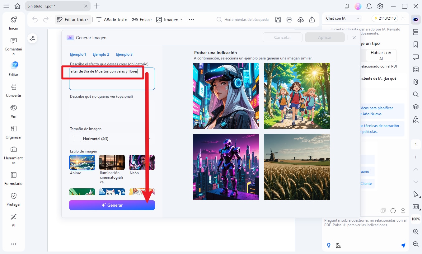 generar iamgen de Día de Muertos