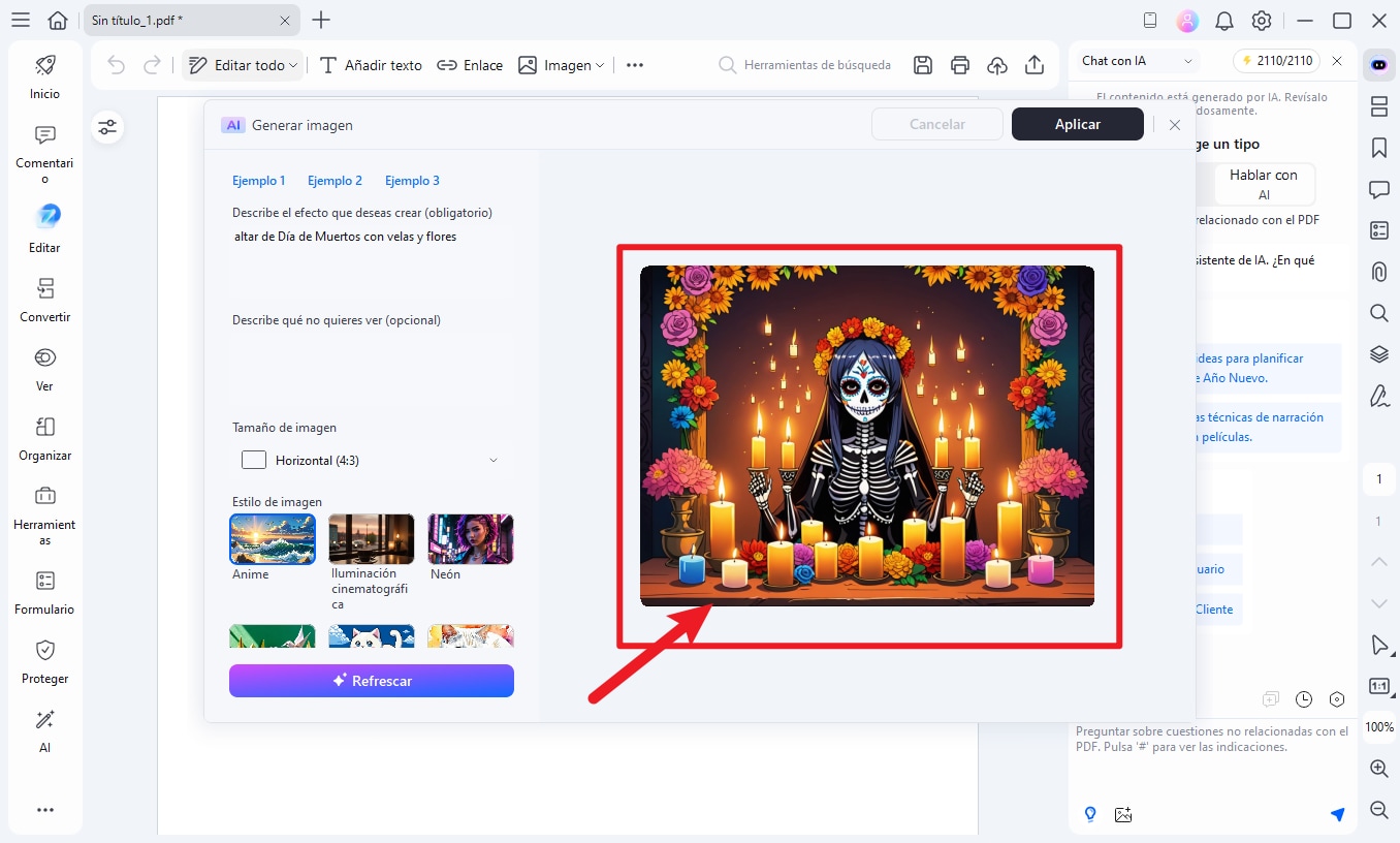 generar iamgen de Día de Muertos