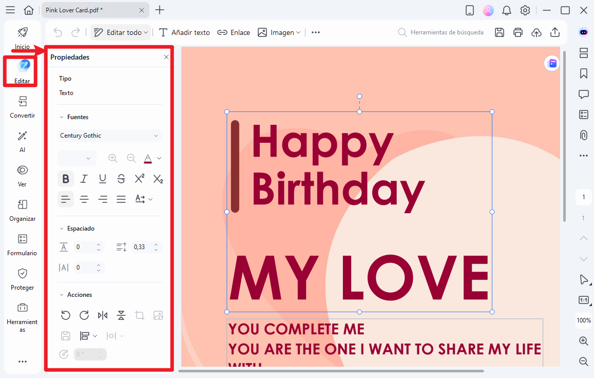 Aplica la frase con buena tipografía y estilo