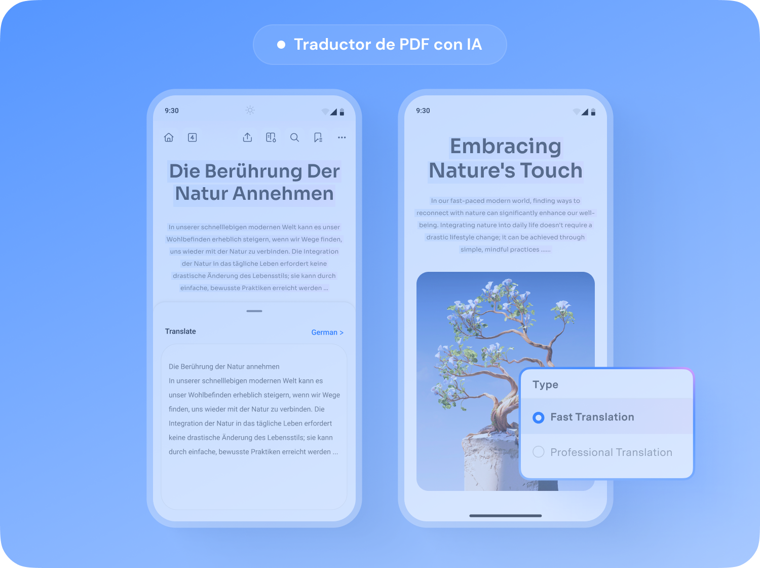 aTraducción automática de PDF en un teléfono Android