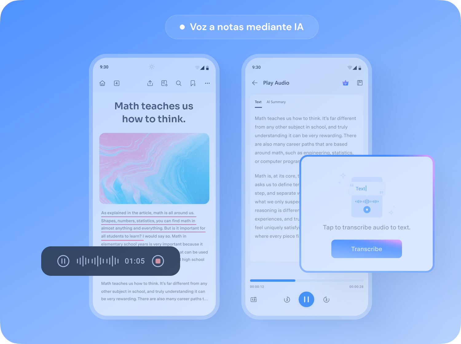 Graba audio y usa la IA para transcribir