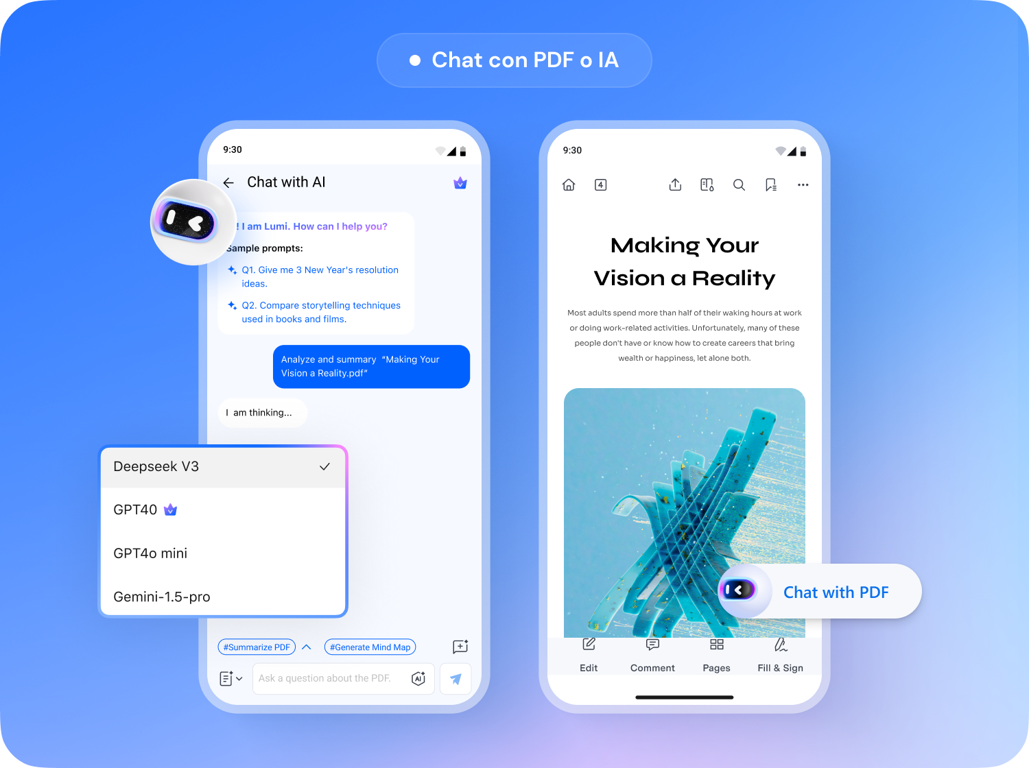 aChat con IA y PDF en teléfono Android
